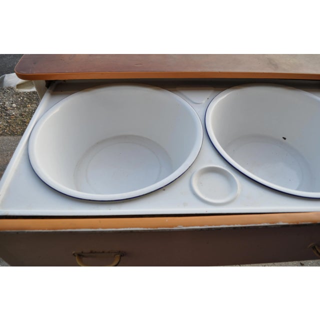 1940s Vintage Rustic Table with 2 Basins, 1940s For Sale - Image 5 of 8