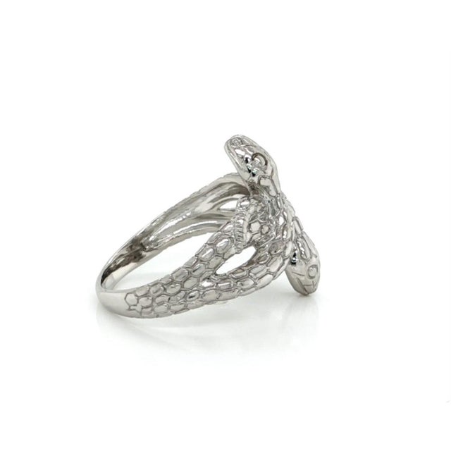 Mid 20th Century Platinum Double Snake Bypass Band Ring Size 5.5 For Sale - Image 4 of 7
