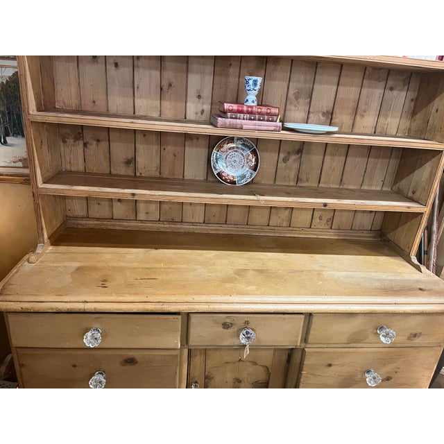 Victorian Pine Kitchen Hutch With Glass Knobs | Chairish