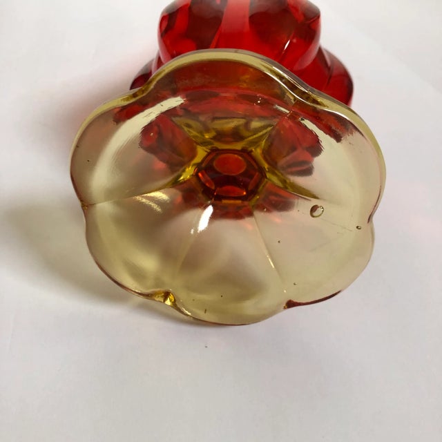 Late 20th Century Amberina Red & Yellow Art Glass Pedestal Vase For Sale In Baltimore - Image 6 of 11