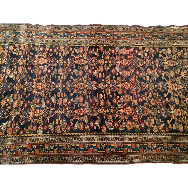 Early 20th Century Persian Senneh Area Rug, Hand-Knotted Allover Herati Geometric Pattern, Navy & Red, 4’ X 6’ For Sale - Image 9 of 10