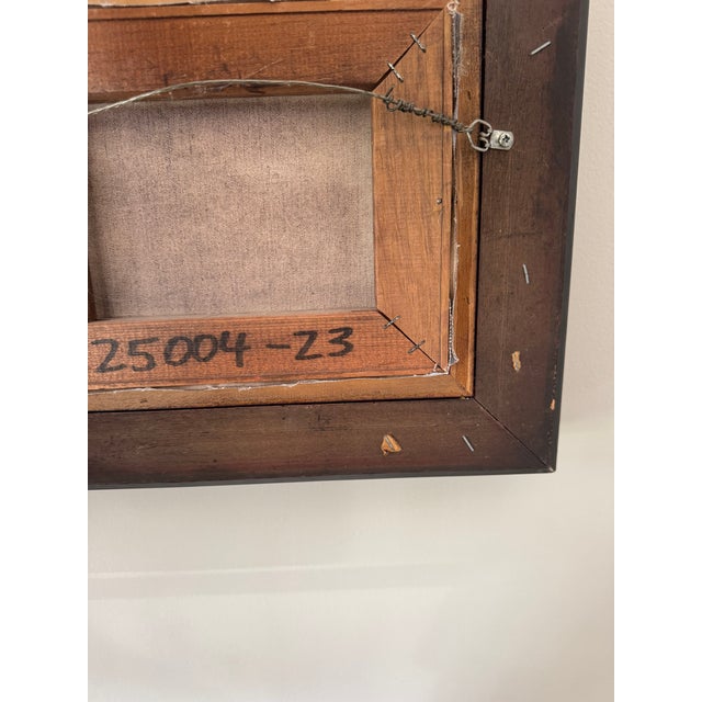 1940s Framed Coastal Harbor Oil Painting For Sale - Image 5 of 6