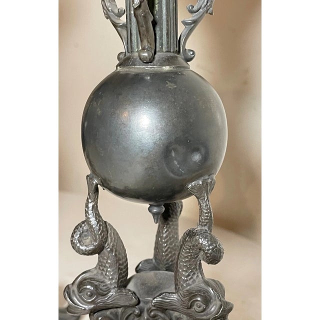 Antique 19th Century Silverplate Ornate Figural Dolphin Candlestick Holders For Sale - Image 11 of 11