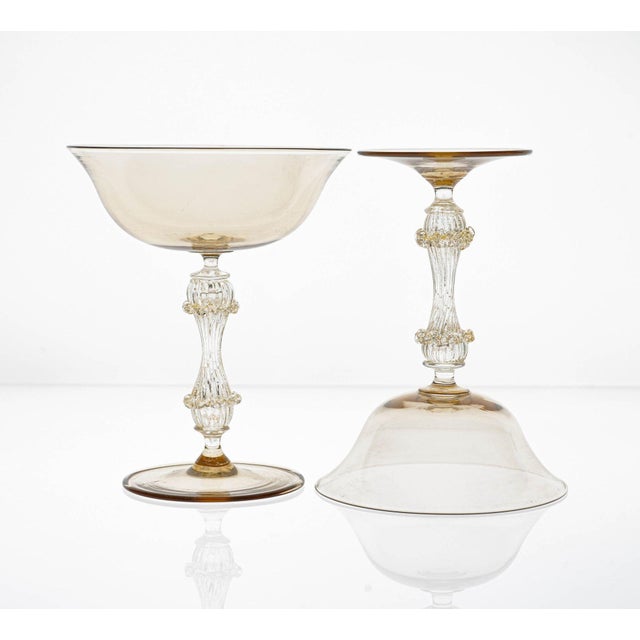 Champagne Glasses in Gold and Smoke from Cenedese, 1950s, Set of 12 For Sale - Image 11 of 18