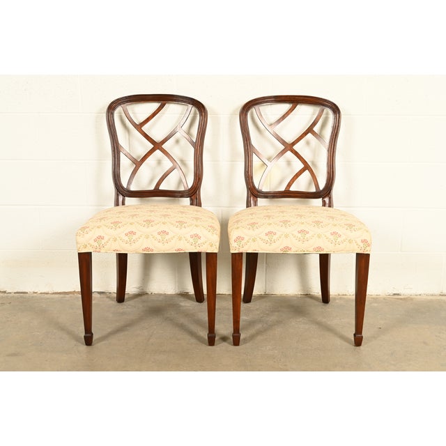 Kindel Furniture Style Federal Carved Mahogany Side Chairs or Dining Chairs, Pair For Sale - Image 14 of 14