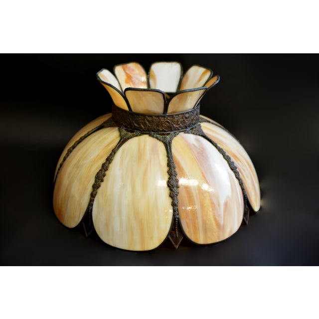 Glass Antique American Bisque Ceiling Light Lamp Shade Glass Victorian Excellent For Sale - Image 7 of 17