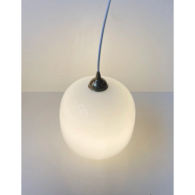 Scandinavian Modern Ceiling Lamp in Brass and White Opaline Glass For Sale - Image 4 of 8