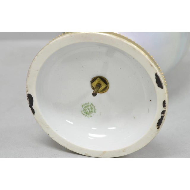Antique Nippon Hand Painted Cottage Lake Porcelain Twin Handle Bolted Urn Vase For Sale - Image 15 of 17