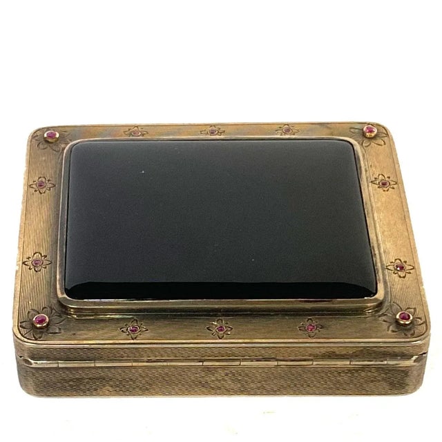 German Emil Brenk Gilt Sterling Silver, Onyx and Gemstone Cosmetic Case For Sale - Image 16 of 18