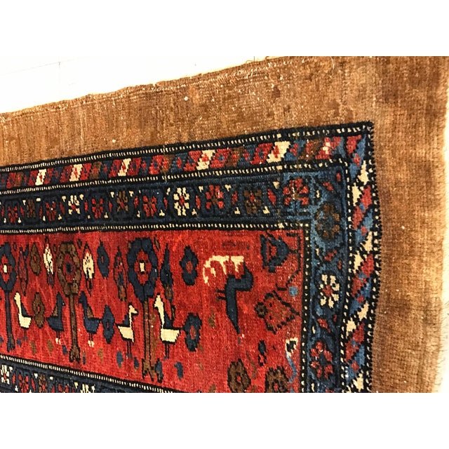 Antique Bakshaish Carpet, Oriental Persian Handmade in Brown, Blue and Red For Sale - Image 10 of 18