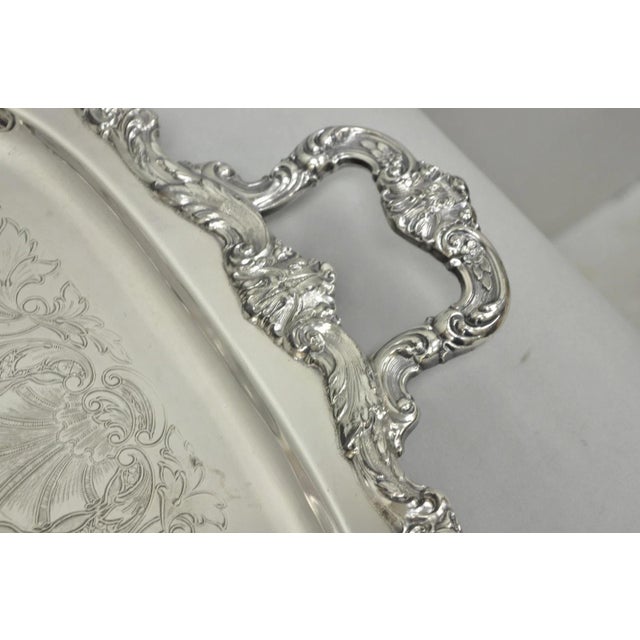 Victorian Vintage Poole Epca Sevenoaks 650 Large Silver Plated Serving Platter Bar Tray B For Sale - Image 3 of 17