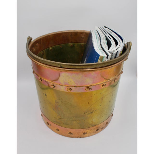 Antique Traditional Brass and Copper Bucket For Sale - Image 11 of 12