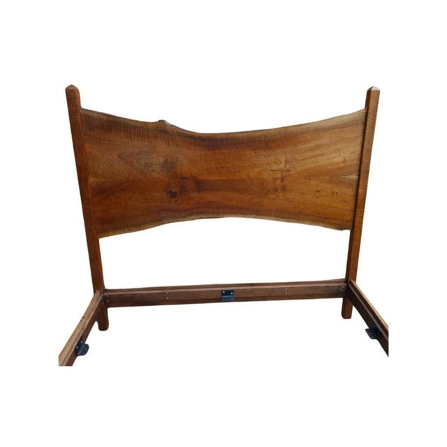 BDDW BDDW Live-Edge Handcrafted Claro Walnut Slab Queen Bedstead For Sale - Image 4 of 10