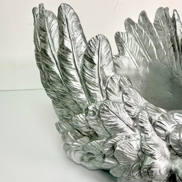 Plastic Vintage Hollywood Regency Chippendale Coastal Silver Gilt Swan Centerpiece or Planter. For Sale - Image 7 of 18