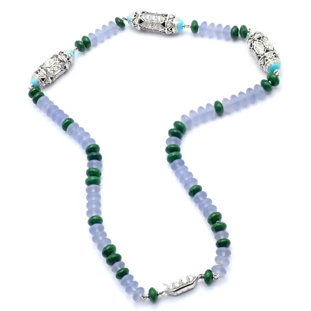 2020s Cartier High Jewelry Géometrie & Contrastes Emerald Turquoise White Gold Necklace For Sale - Image 5 of 17