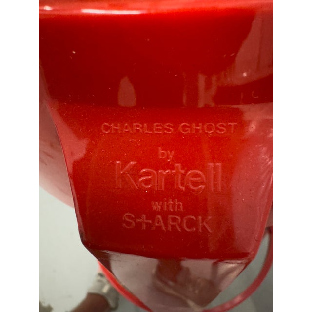 2000 - 2009 Set of 4 Philippe Starck Ghost Stools in Glossy Red For Sale - Image 5 of 5