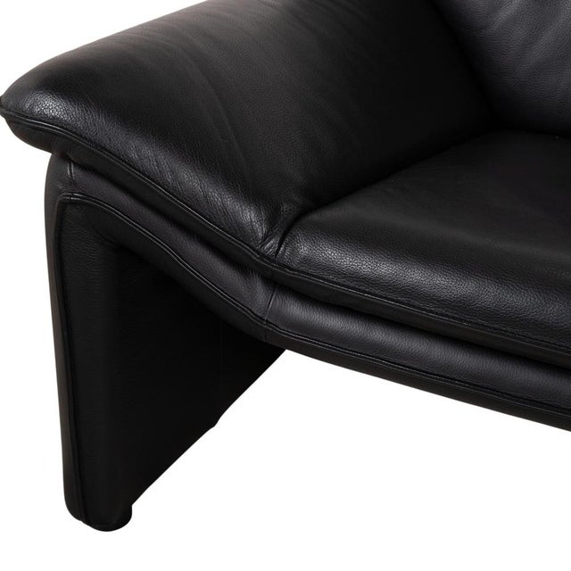 Atlanta 2-Seater Sofa and Armchair in Black Leather from Lauuser, Set of 2 For Sale - Image 9 of 18
