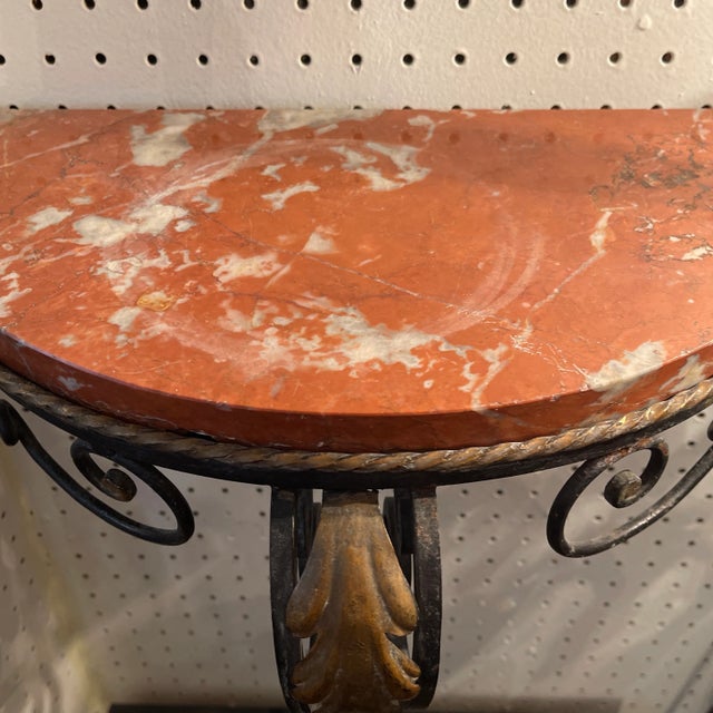 French wall bracket cast iron with top marble devoted with leaf on a center. CIRCA : 1940 ORIGIN : France