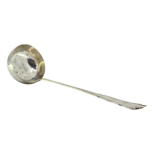 Silver Soup Ladle with Scalloped Grooves Handle For Sale