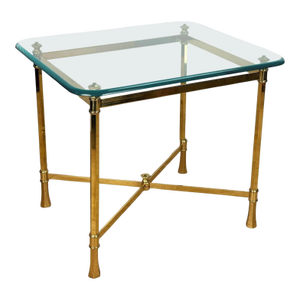 Vintage Italian Hollywood Regency Brass & Glass Side Table