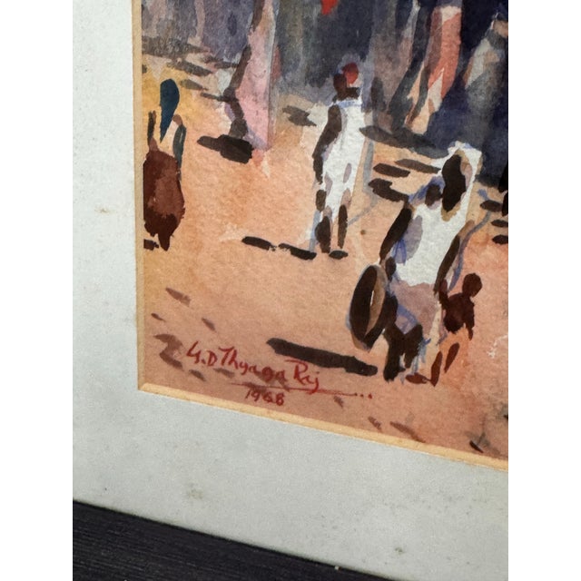 G. D. Thyaga Raj Delhi Mazar Street Scene Watercolor, Circa 1968 For Sale - Image 11 of 12