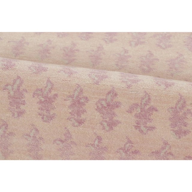 Contemporary Block Print Floral Wool Runner by Rug & Kilim, India For Sale In New York - Image 6 of 8
