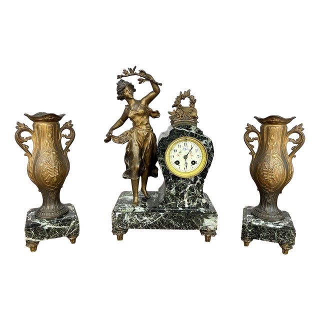 Vintage French Style Marble Clock For Sale