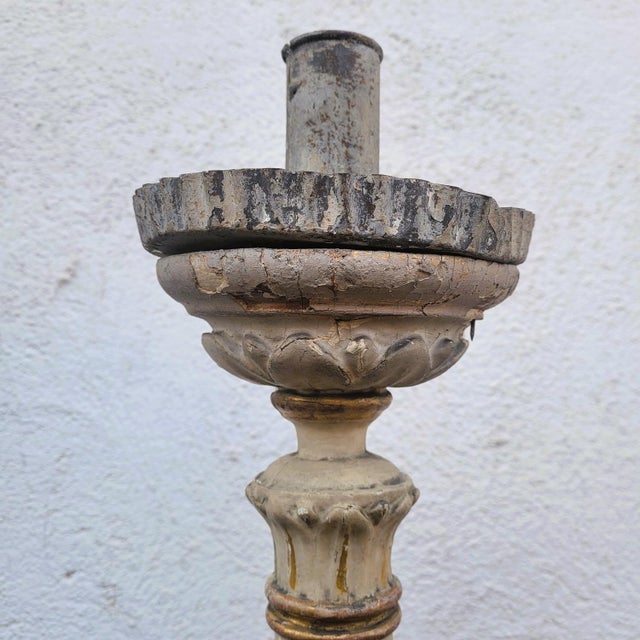 Lacquered and Gilded Wooden Candleholders, Early 19th Century, Set of 6 For Sale - Image 6 of 18