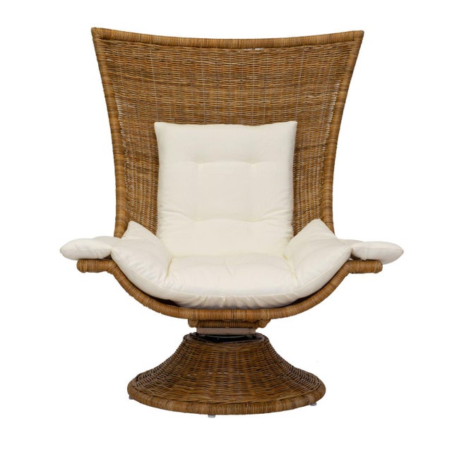Healdsburg Swivel Chair in Natural Wicker Rattan For Sale - Image 4 of 9