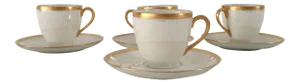 Vintage Thomas Pearl Luster White/Gilded Rim Demitasse Set - 4 Piece