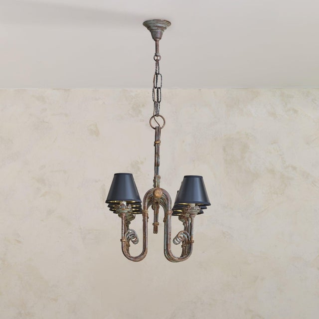 Gothic 1940s French Hand-Forged Wrought Iron 8-Light Chandelier For Sale - Image 3 of 11