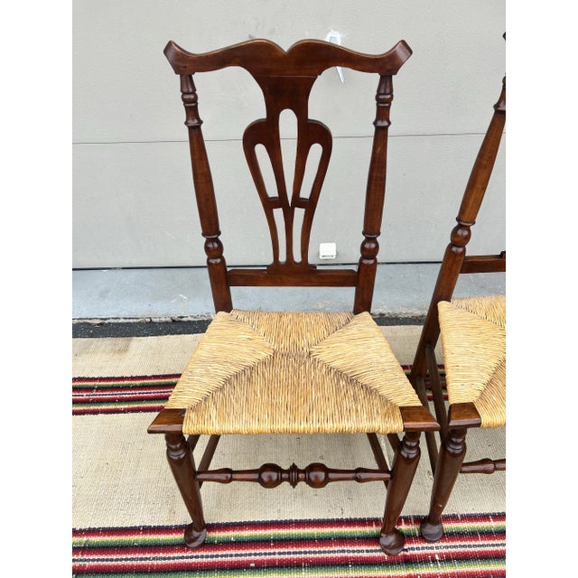 A Pair of Country Queen Anne Rush Seat Side Chairs, Hudson Valley of New York, Circa 1760’s For Sale - Image 4 of 12