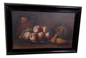 Jeanne Lechleitner, Still Life with Fruits, Oil on Canvas, Framed