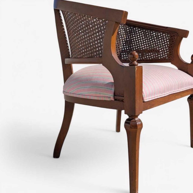 Mid 20th Century Regency Revival Cane Barrel-Back Armchair, 1970s For Sale - Image 5 of 18