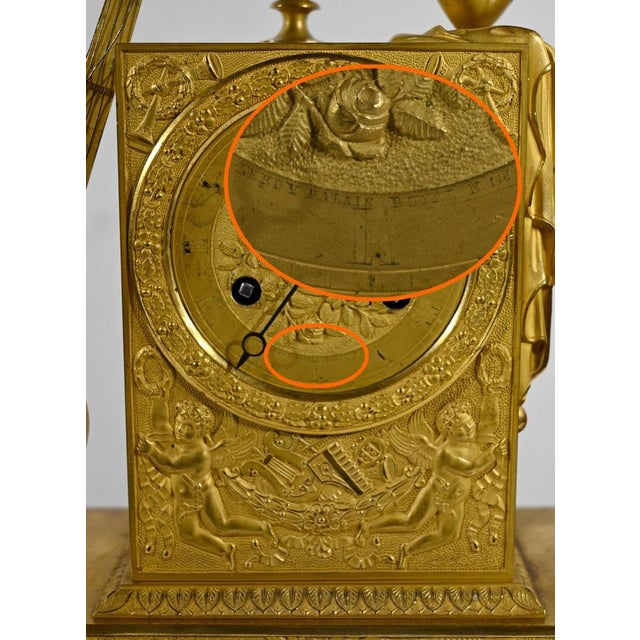 Empire Golden Bronze Clock from Leroy Palais Royal, Early 19th Century For Sale - Image 12 of 18