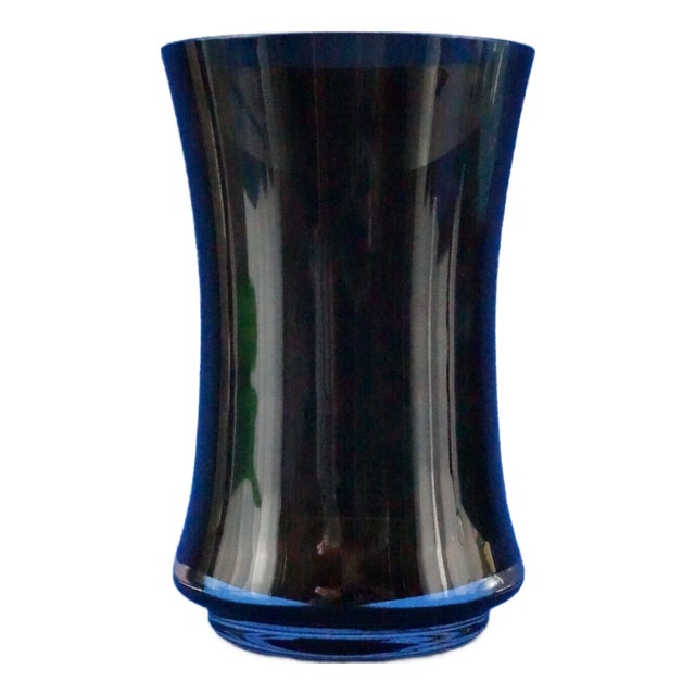Vintage Vase in Black Smoked Glass from the Gral Crystal Manufactory, Germany, 1950s For Sale