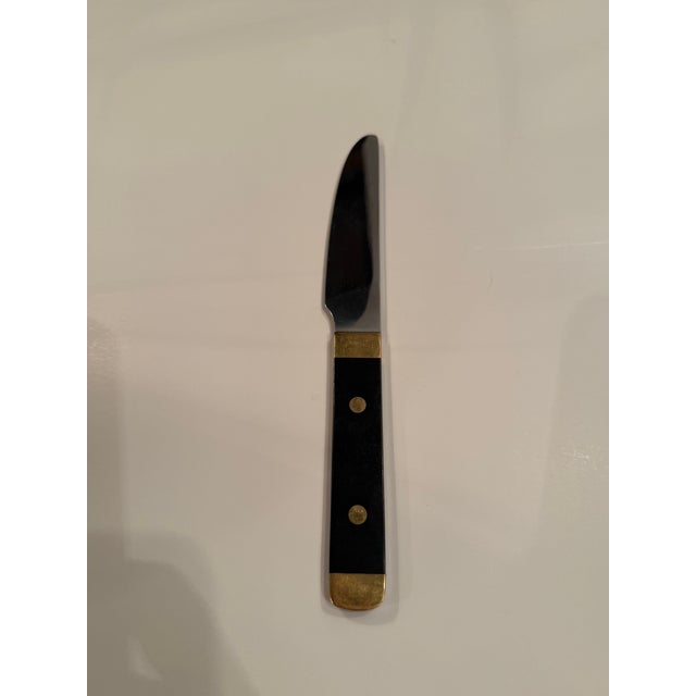 Rare Set of Vintage Swedish Stainless Steel Brass & Wood Flatware For Sale - Image 15 of 15