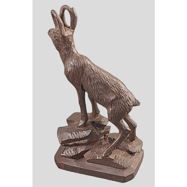 Antique Late 19th Century Black Forest Hand Carved Pair Alpine Goat - Ram- Buck Wood Sculptures - a Pair For Sale - Image 4 of 7