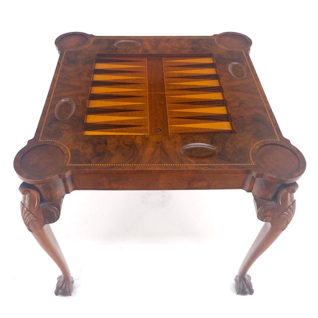 Maitland - Smith Leather Top Chippendale Style Ball & Claw Feet Backgammon Chess Game Table MINT! For Sale - Image 4 of 13