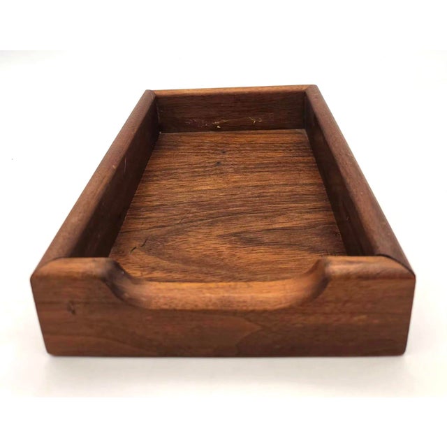 Mid-Century Modern Mid 20th Century Walnut Wood Desktop Organizer Tray For Sale - Image 3 of 8