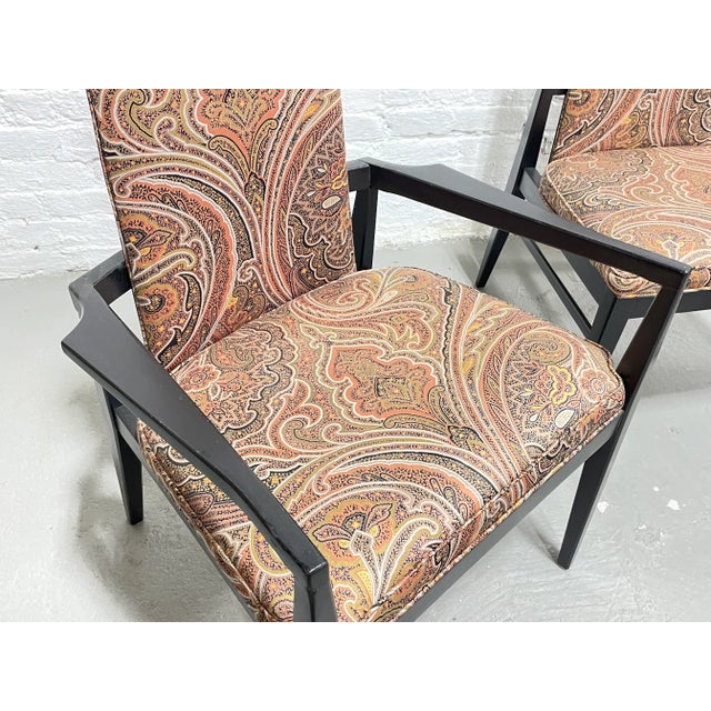 Mid Century Modern Paisley Ebonized Chairs, Set of Three For Sale In New York - Image 6 of 12
