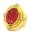 Vintage Italian 18k Gold Carved Rubellite Tourmaline Diamond Bombe Ring, Size 7 For Sale - Image 10 of 10