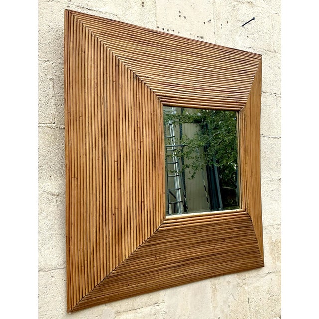 Late 20th Century Vintage Coastal Pencil Reed Mirror For Sale - Image 5 of 8