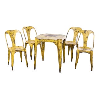 French Yellow Table and Chairs from Multipl's, 1950s, Set of 5 For Sale