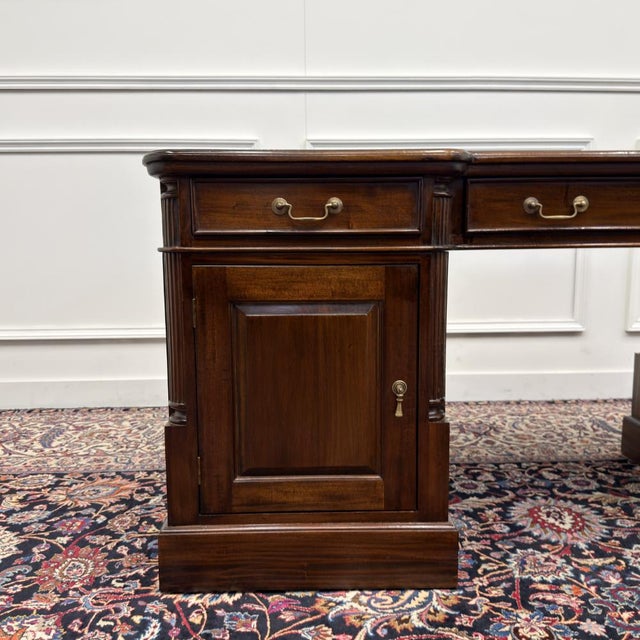 Classic English Green Leather Desk For Sale - Image 9 of 18