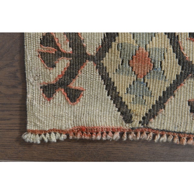 1970s Vintage Turkish Handmade Wool Cotton Brown Kilim Rug For Sale - Image 10 of 11