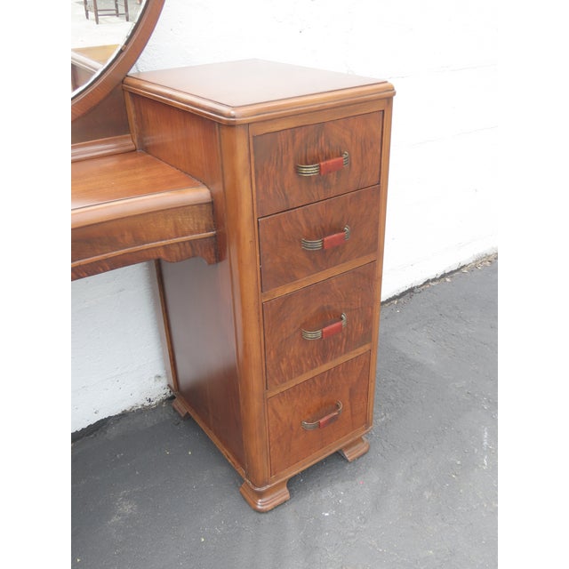 Brown 1920s Art Deco Vanity Makeup Table With Bakelite Handles 6580 For Sale - Image 8 of 18
