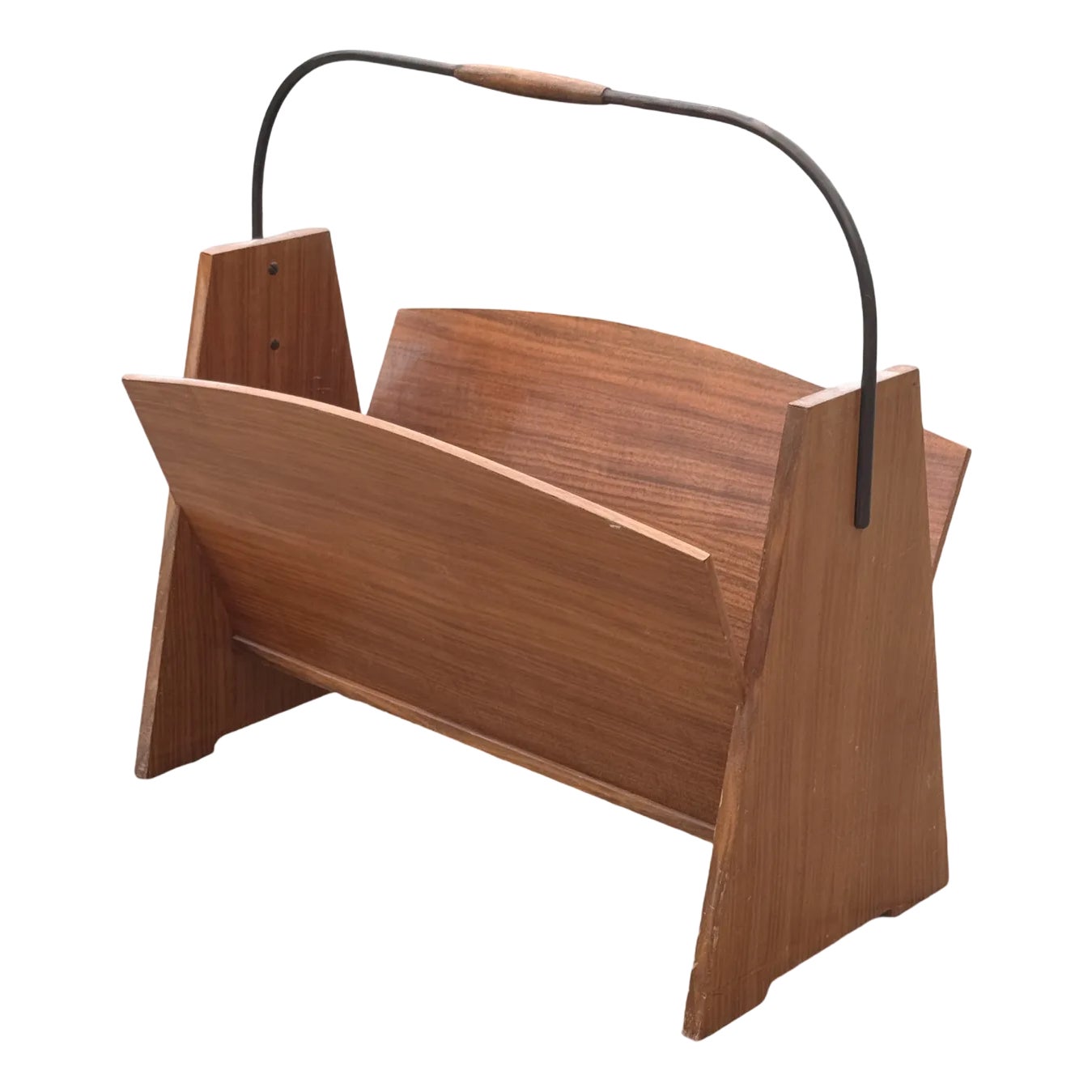 Danish Modernist Teak and Brass Magazine Rack, 1960s | Chairish