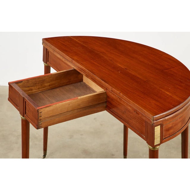 Brown 19th Century French Louis XVI Style Demilune Flip-Top Game Table For Sale - Image 8 of 13