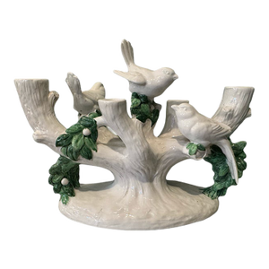 Ugo Zaccagnini Italian Bird & Branch Ceramic Candelabra, Circa 1930s–40s